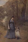 Jean Baptiste Camille  Corot Madame Stumpf et sa fille (mk11) oil on canvas